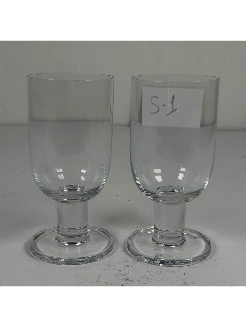 Crate & Barrel Clear Footed Glass Goblets Water Wine Glasses Set of 2 S-1